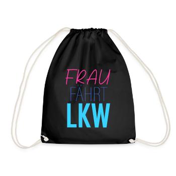 Frau fährt LKW - Turnbeutel - Schwarz - Vorne