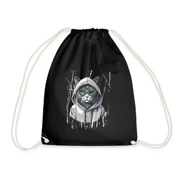 Chat à lunettes | Fans de chats streetwear - Sac de sport léger - noir - Devant