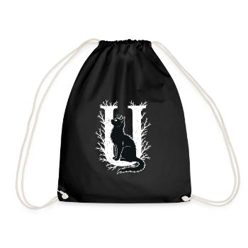 Lettre U avec chat - Sac de sport léger - noir - Devant
