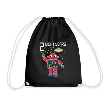 Robot congratulates 2 light years old two years - Drawstring Bag - black - Front