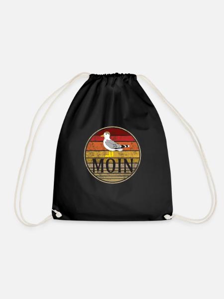 Moin Möwe Retro - Turnbeutel - Schwarz