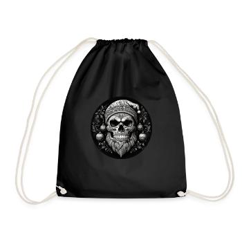 Deadly Christmas Ugly Xmas Skull Jolly Roger - Turnbeutel - Schwarz - Vorne