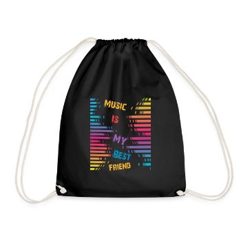 Music is my best friend - Drawstring Bag - black - Front