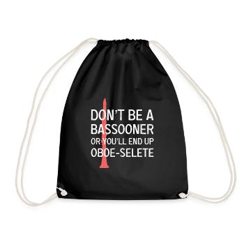 Oboe Orchester Musiker Instrument Geschenk - Turnbeutel - Schwarz - Vorne
