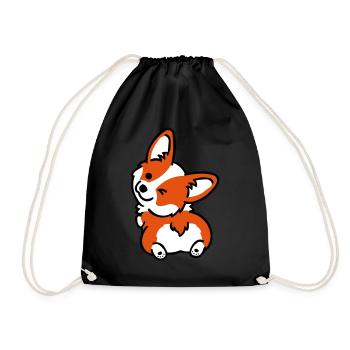CORGI BUTT BLINK - Turnbeutel - Schwarz - Vorne