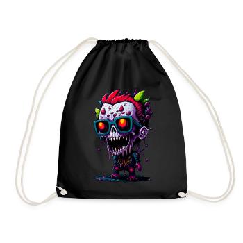 Bunter cooler Zombie - Turnbeutel - Schwarz - Vorne