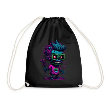 Bunter cooler Zombie - Turnbeutel - Schwarz - Vorne
