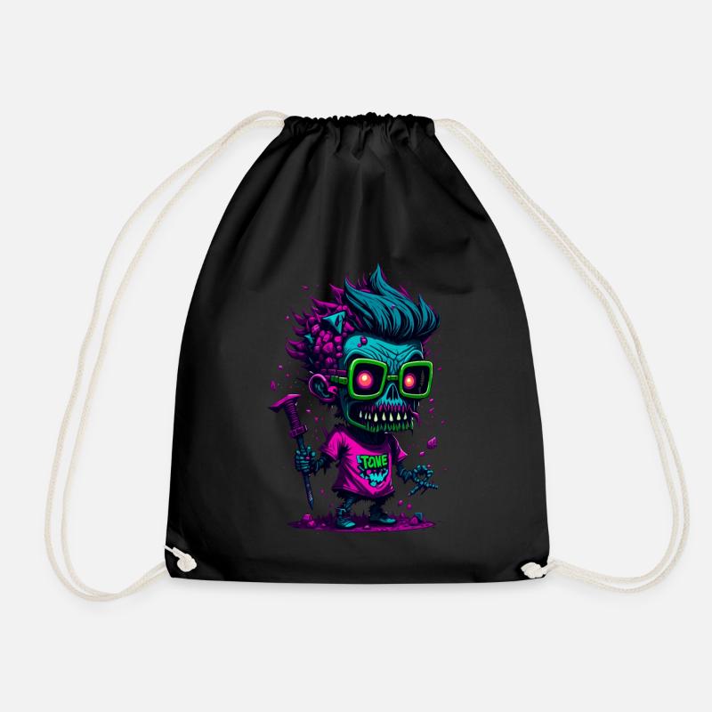 Bunter cooler Zombie - Turnbeutel - Schwarz