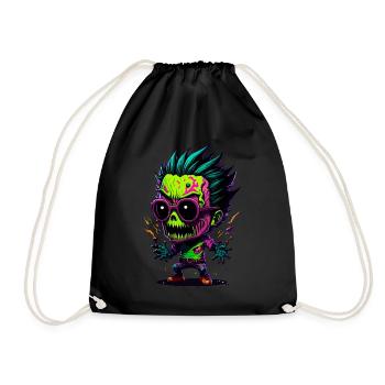 Bunter cooler Zombie - Turnbeutel - Schwarz - Vorne