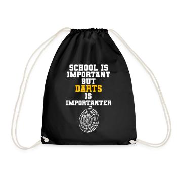 School Is Important But Darts Is Importanter - Turnbeutel - Schwarz - Vorne