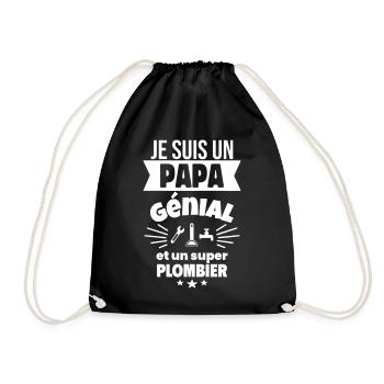 Papa génial & plombier – idée fête des pères - Sac de sport léger - noir - Devant