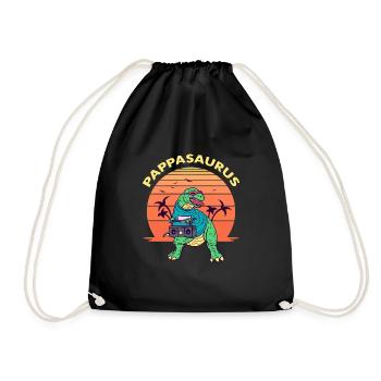 Papasaurus Vatertagsgeschenk Dinosaurier T-Rex Dino - Turnbeutel - Schwarz - Vorne