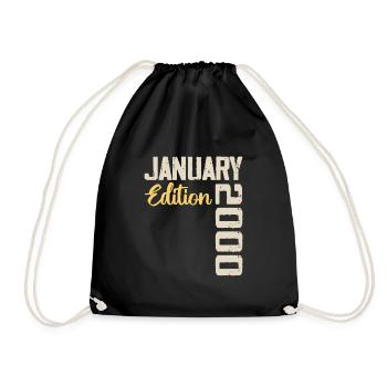 Geburtstagsgeschenk geboren im Januar 2000 - 2000 - Turnbeutel - Schwarz - Vorne