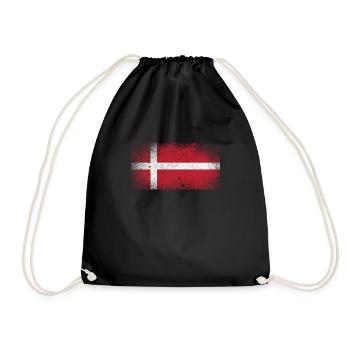 Dänemark Flagge Fahne Dänish - Turnbeutel - Schwarz - Vorne