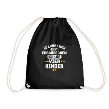 Papa Mama Kind Spruch Lustig Vater Mutter 4 Kinder - Turnbeutel - Schwarz - Vorne