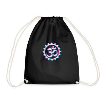 Goa Om Psytrance Rave Techno Trippy EDM Festival - Drawstring Bag - black - Front