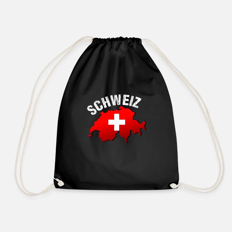 Switzerland - Drawstring Bag - black