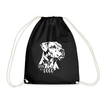 Loved by a Dogo dog saying Dogo Argentino dogs - Drawstring Bag - black - Front