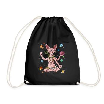 Sphynx Cat Meditation - Drawstring Bag - black - Front