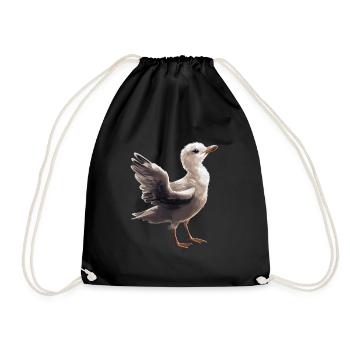 Baby Seagull Seabird - Drawstring Bag - black - Front
