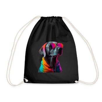 Labrador Hund mit Sonnenbrille - Turnbeutel - Schwarz - Vorne