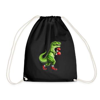 Boxing T-Rex Dinosaur - Drawstring Bag - black - Front