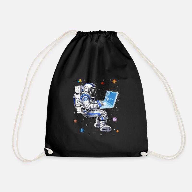 Space Astronaut Programmer - Drawstring Bag - black