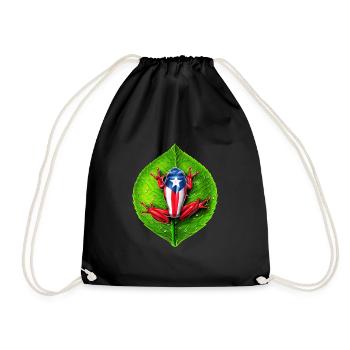 Puerto Rico Flag Coqui Frog - Drawstring Bag - black - Front