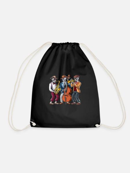Skeleton Jazz Musicians - Drawstring Bag - black