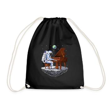 Space Astronaut Pianist - Drawstring Bag - black - Front
