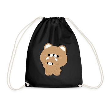 Cute Bear Couple - Drawstring Bag - black - Front
