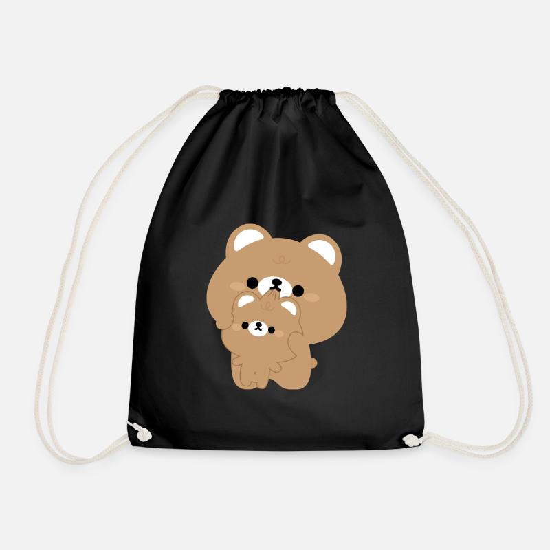 Cute Bear Couple - Drawstring Bag - black