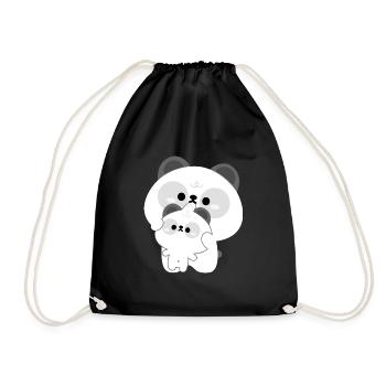 Panda Couple - Drawstring Bag - black - Front