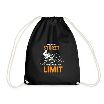 Who does not crash mountain bike gift - Drawstring Bag - black - Front