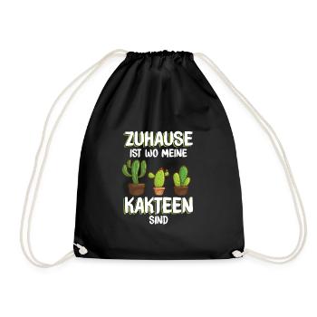 Kakteen Zuhause Spruch | Kaktus Pflanze Garten - Turnbeutel - Schwarz - Vorne