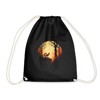 Fox Forest Moon Fable Mythical Fairy Tale - Drawstring Bag - black - Front
