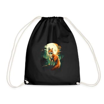 Fox Forest Moon Fable Mythical Fairy Tale - Drawstring Bag - black - Front