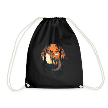 Fox Forest Moon Fable Mythical Fairy Tale - Drawstring Bag - black - Front