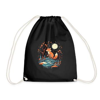Fox Forest Moon Fable Mythical Fairy Tale - Drawstring Bag - black - Front