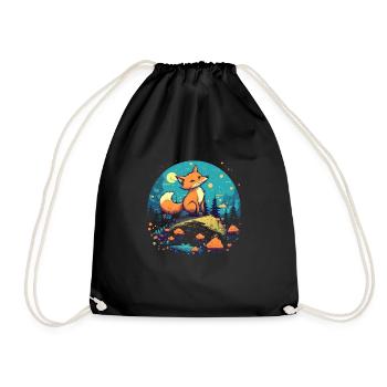Fox Forest Moon Fable Mythical Fairy Tale - Drawstring Bag - black - Front