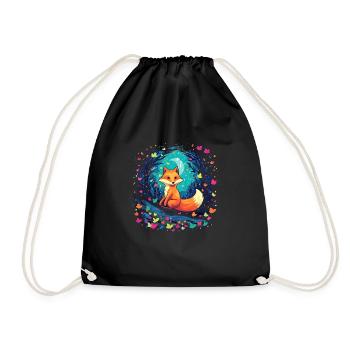 Fox Forest Moon Fable Mythical Fairy Tale - Drawstring Bag - black - Front
