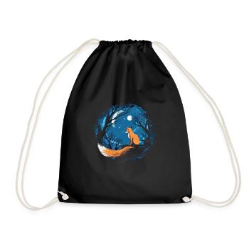 Fox Forest Moon Fable Mythical Fairy Tale - Drawstring Bag - black - Front