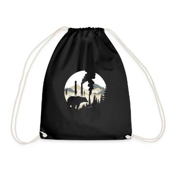 Bear Nature Environment Environmental Protection - Drawstring Bag - black - Front