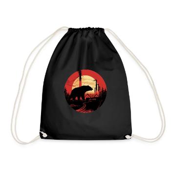 Bear Nature Environment Environmental Protection Animals Night Climate - Drawstring Bag - black - Front