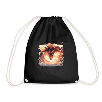 Drache mystisch Lindwurm Monster Ungeheuer Biest - Turnbeutel - Schwarz - Vorne