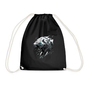 Mecha Animal Tiger Wolf Fox Dino Bear Cyborg - Drawstring Bag - black - Front