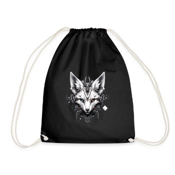 Mecha Animal Tiger Wolf Fox Dino Bear Cyborg - Drawstring Bag - black - Front