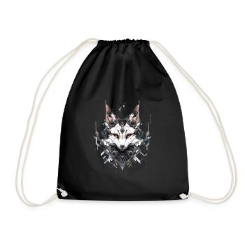 Mecha Animal Tiger Wolf Fox Dino Bear Cyborg - Drawstring Bag - black - Front