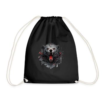 Mecha Animal Tiger Wolf Fox Dino Bear Cyborg - Drawstring Bag - black - Front