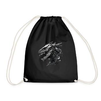 Mecha Animal Tiger Wolf Fox Dino Bear Cyborg - Drawstring Bag - black - Front